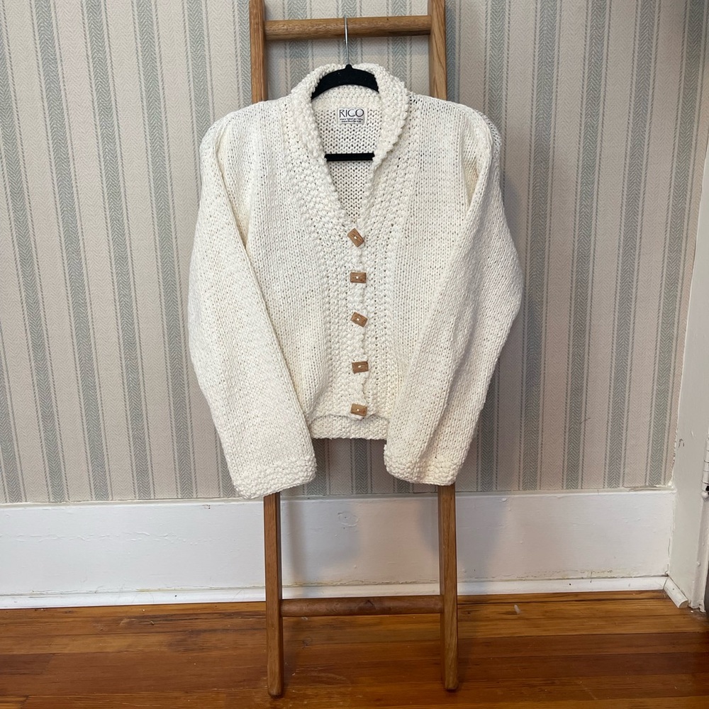 Rico knit crochet 100% cotton Made in Thailand Women's Cream Sweater